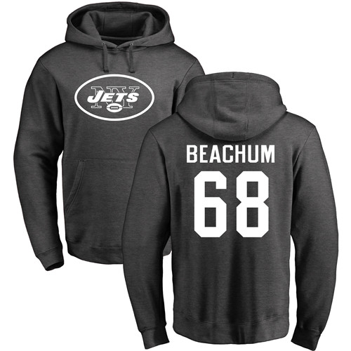 New York Jets Men Ash Kelvin Beachum One Color NFL Football #68 Pullover Hoodie Sweatshirts